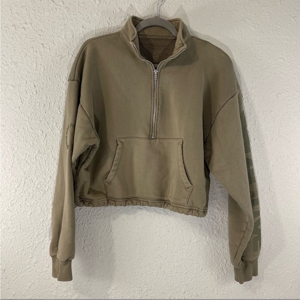 SET Active Olive Green Half-Zip Crop Pullover